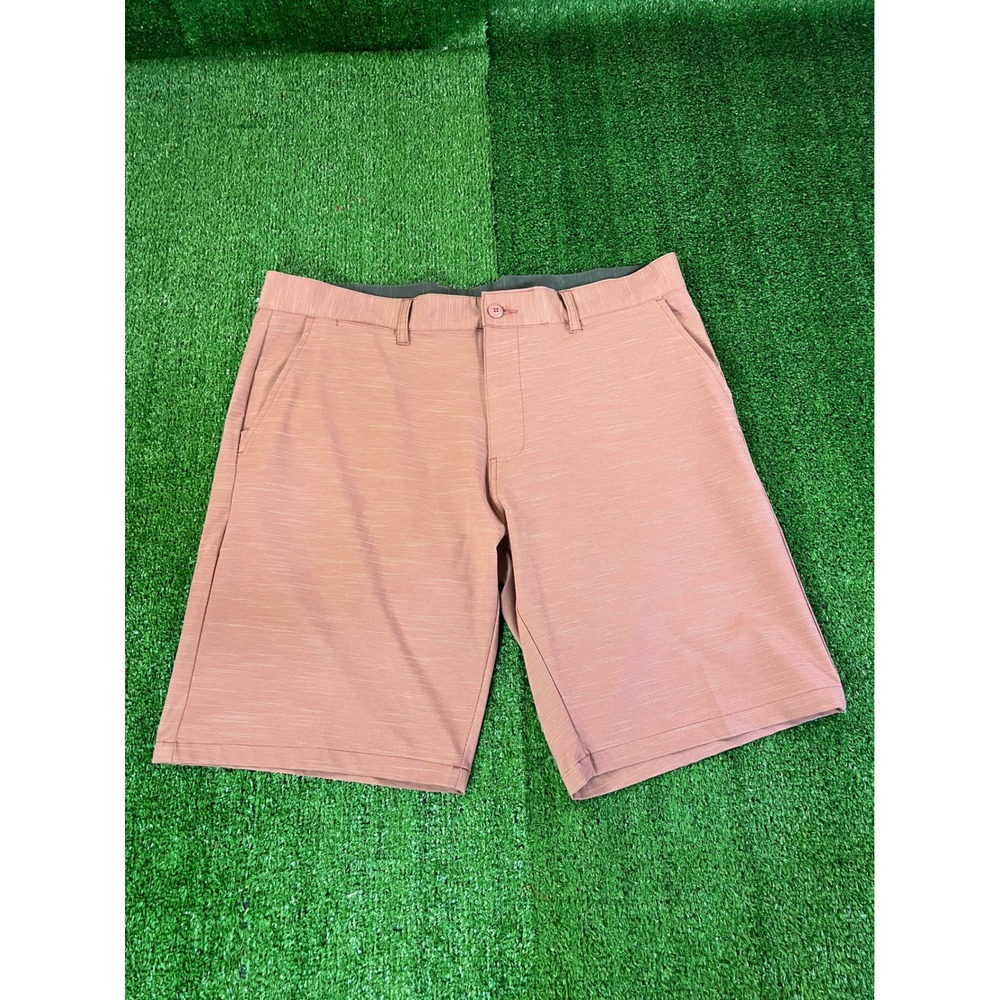 Split Mens Hybrid Walk Shorts Size 38 Mauve Heathered Flat Front Casual Golf